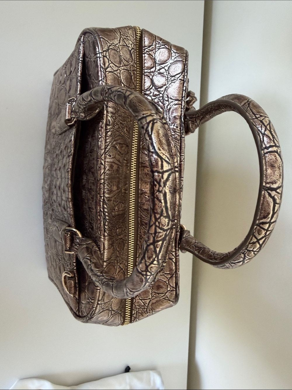 “New-ish” Brahmin Marissa Bronze Nebula Satchel with Matching Veronica Wallet. - Picture 5 of 10